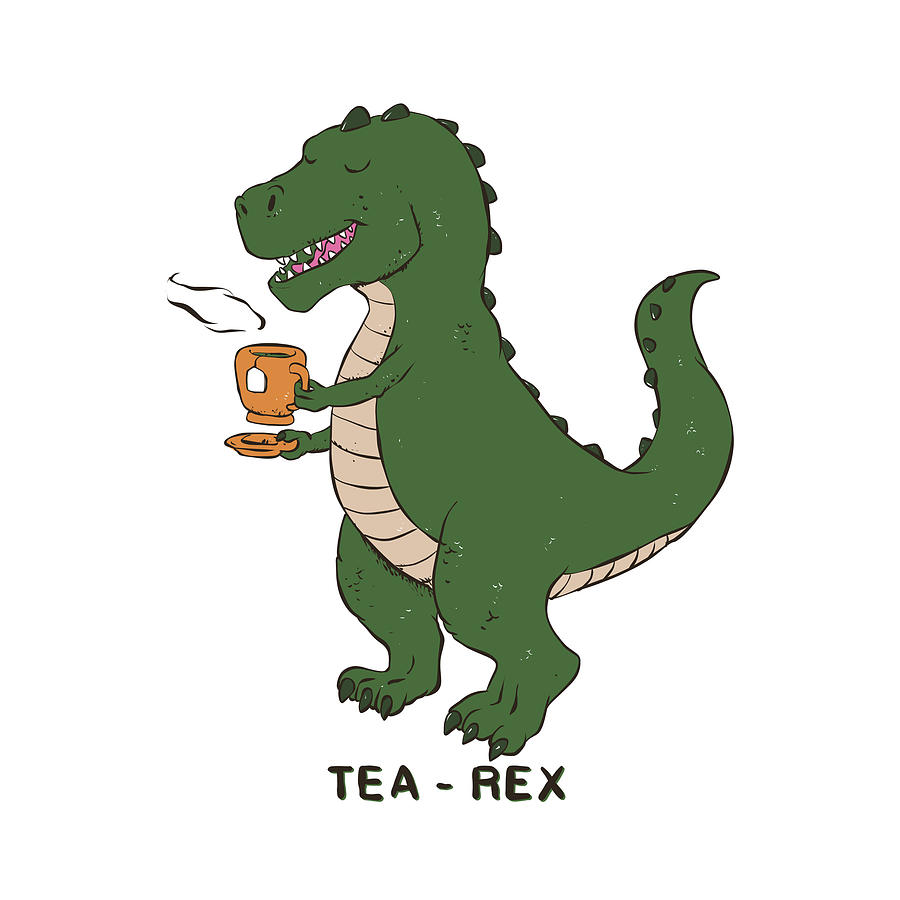 Tea Rex Cartoon Drawing by Johnnie Art - Fine Art America