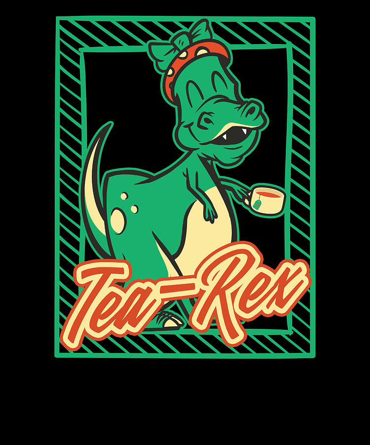 Tea-Rex -Funny Tea drinking Dinosaur T-Rex Cute' Sticker