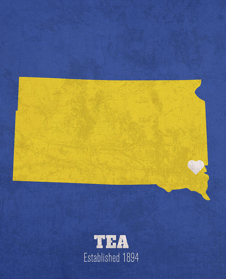 Tea South Dakota City Map Founded 1894 SDSU Color Palette Mixed Media ...