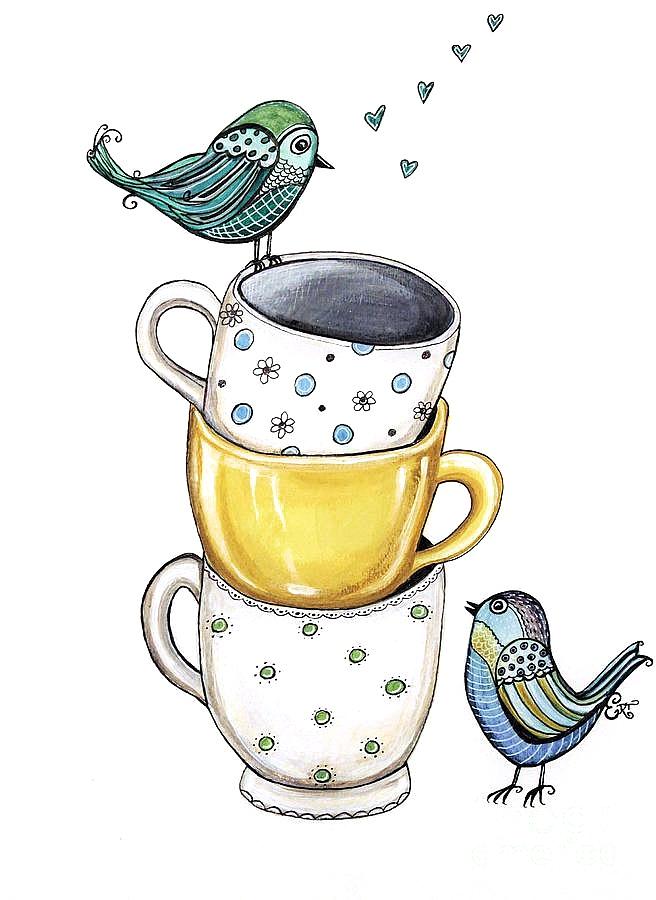 Tea Time Friends Painting by Elizabeth Robinette Tyndall