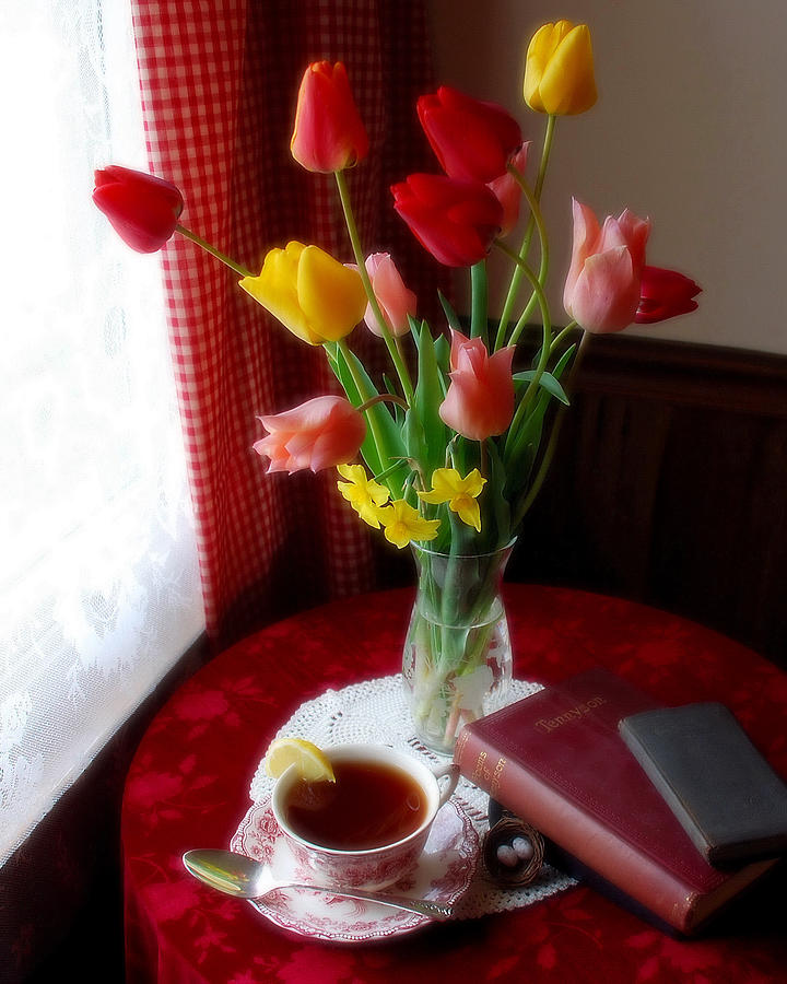 Tea, Tulips and Tennyson Photograph by Dianne Sherrill