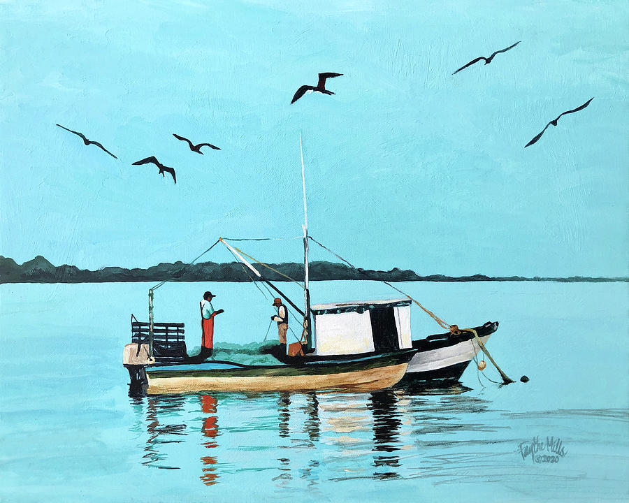 Teacapan Fishermen 2 Painting by Faythe Mills