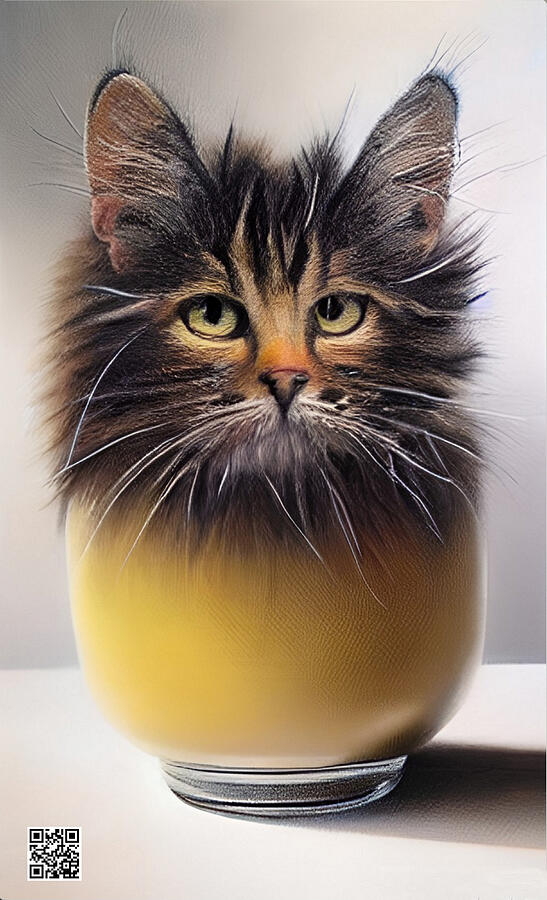 Teacup Cat Digital Art by Rafael Salazar