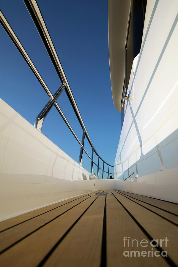 Teak Deck Motor Yacht Low Angle Photograph by Kevin Miller - Fine Art ...