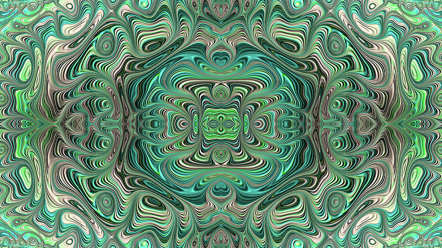 Teal Abalone Fractal Pattern  Digital Art by Shelli Fitzpatrick