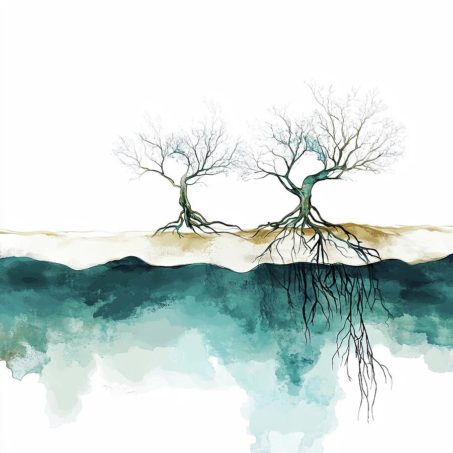 Teal and Green Depths Painting by Lourry Legarde Teal and Green Depths Painting by Lourry Legarde