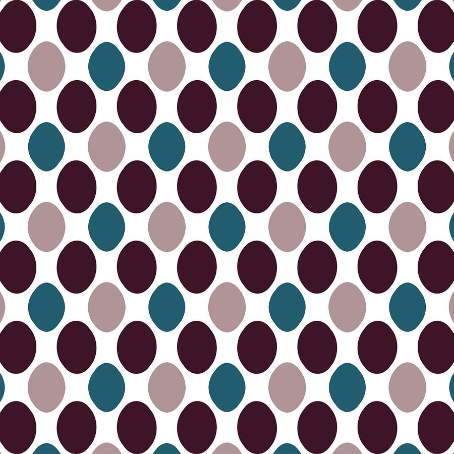Teal and Maroon Oval Pattern Digital Art by Bonnie Bruno