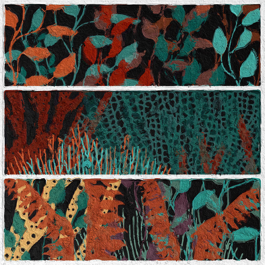 Teal and Red Nature Art Mixed Media by Bonnie Bruno