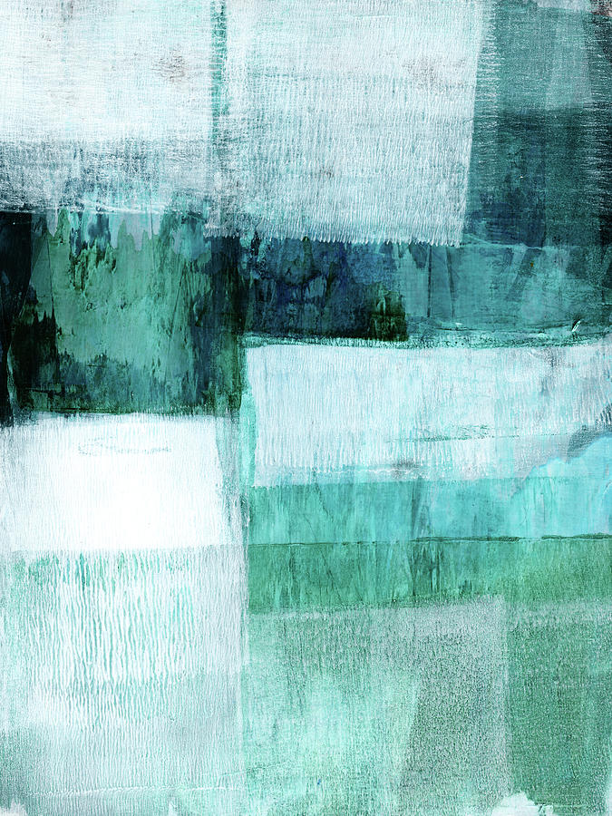 Teal Blue Green Geometric Abstract Painting Painting by Janine Aykens