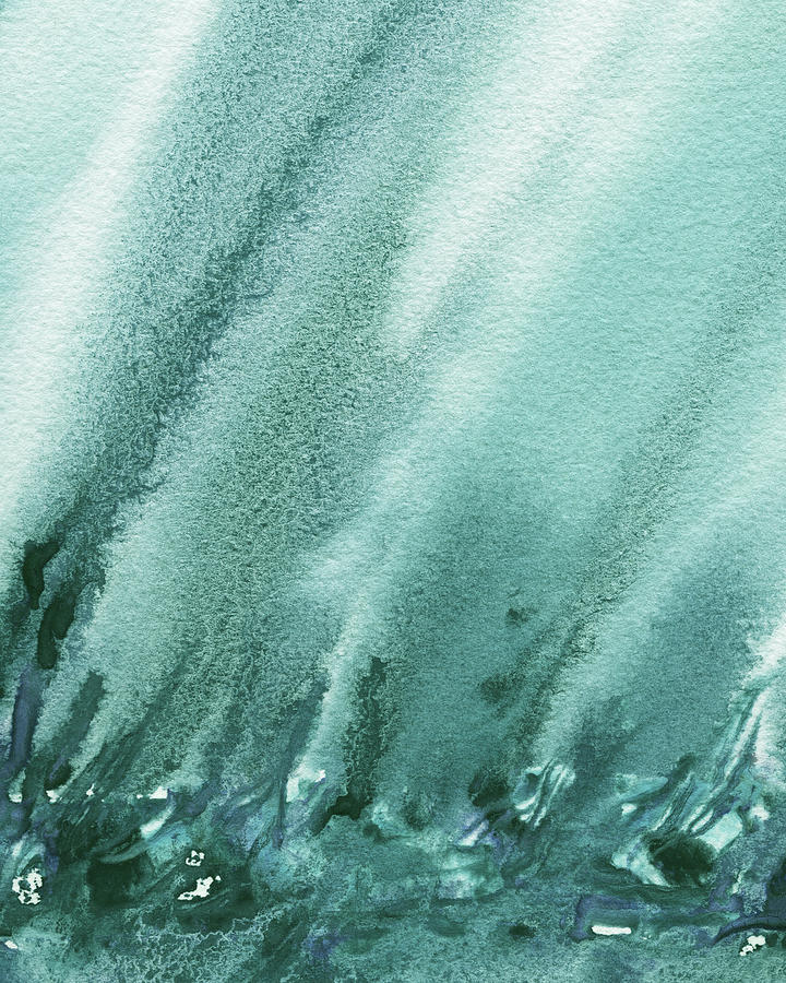 Teal Blue Ocean Abstract Watercolor  Painting by Irina Sztukowski