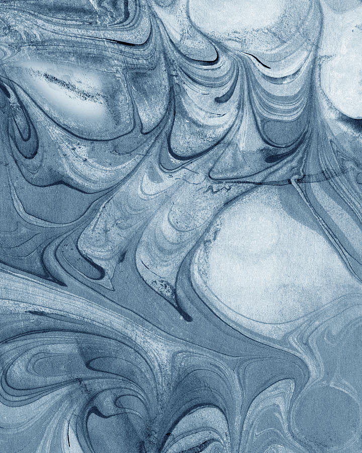 Teal Blue Organic Flower Swirl And Lines Pattern  Painting by Irina Sztukowski