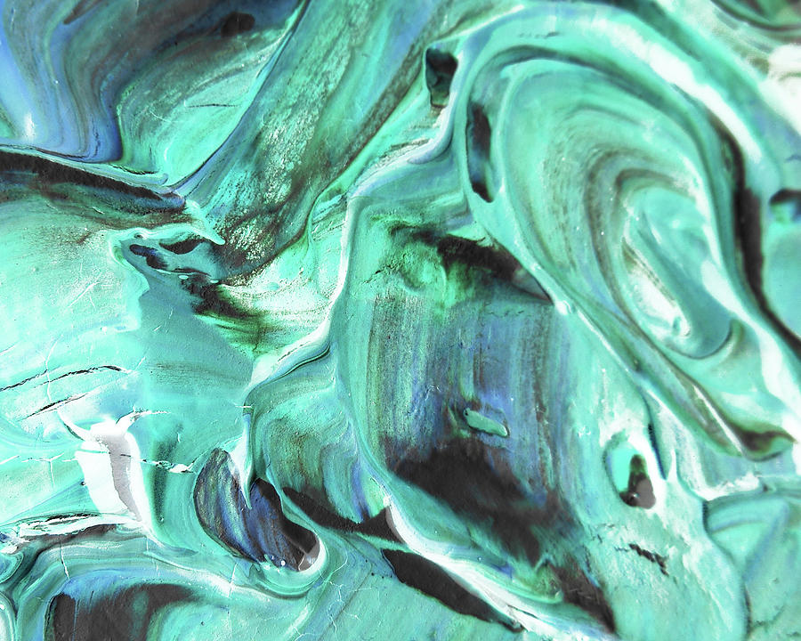Teal Blue Swirl Textured Decorative Art I Painting