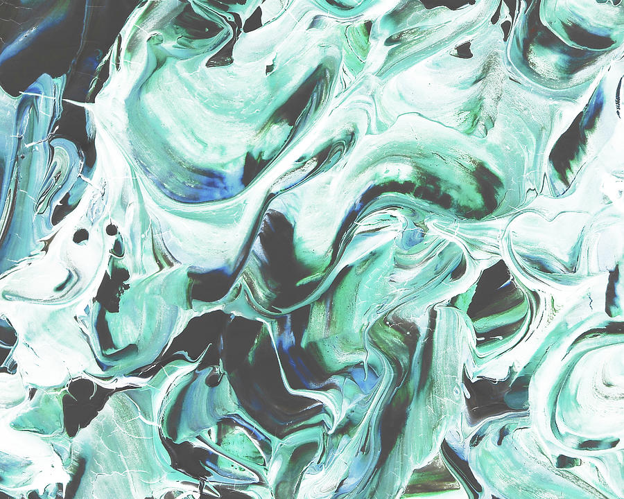 Teal Blue Swirl Textured Decorative Art II Painting