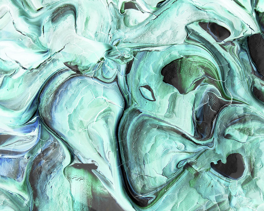 Teal Blue Swirl Textured Decorative Art III Painting by Irina Sztukowski