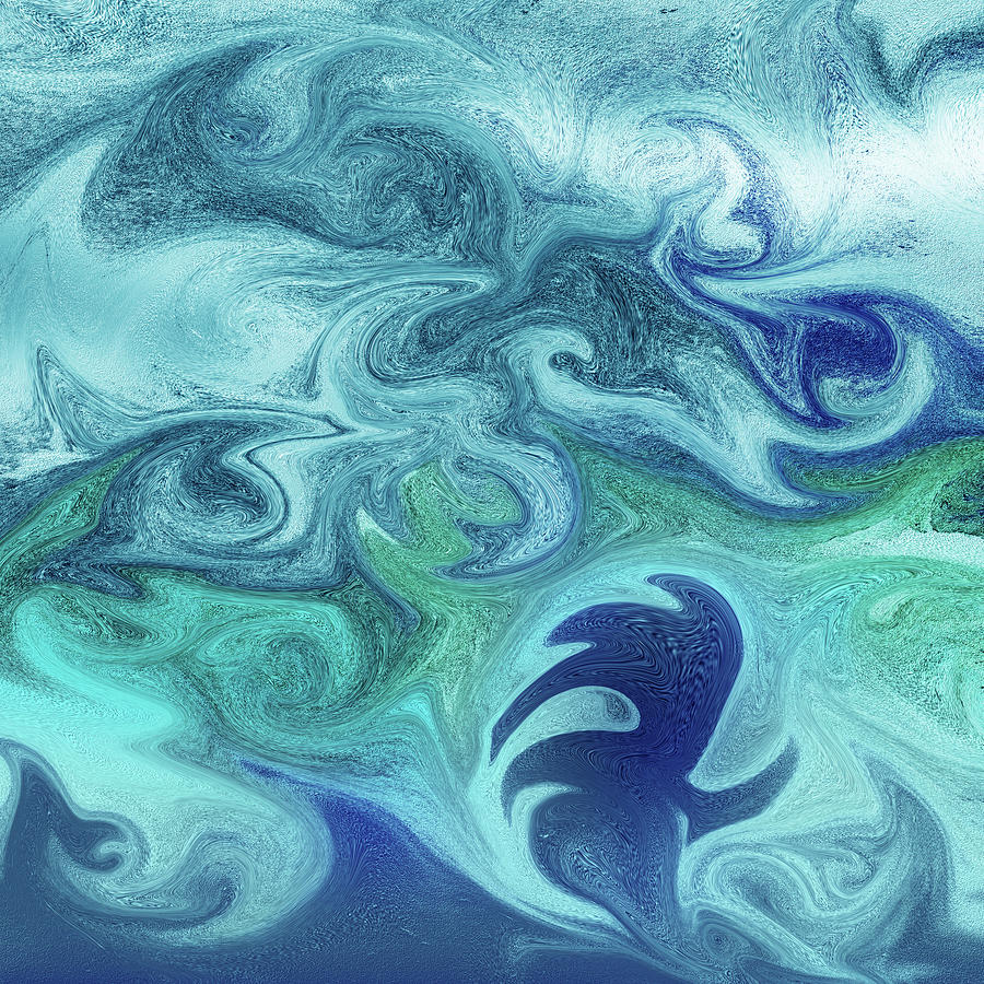 Teal Blue Turquoise And Ultramarine Abstract Sea Wave Painting by Irina Sztukowski