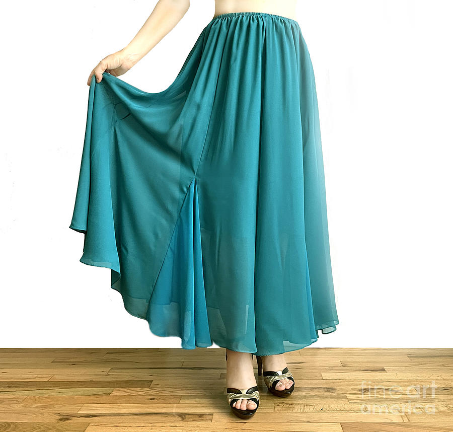 Teal Chiffon Skirt With Inserts Ameynra Fashion By Sofia Goldberg 02 Photograph By Sofia 1050