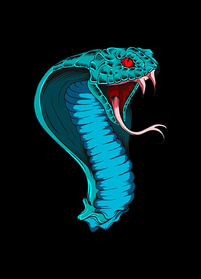 Teal Cobra Snake Head Digital Art by Sambel Pedes - Pixels