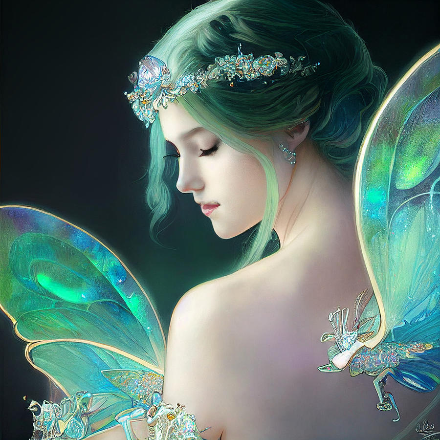 Teal fairy Digital Art by Mythical Designs - Pixels