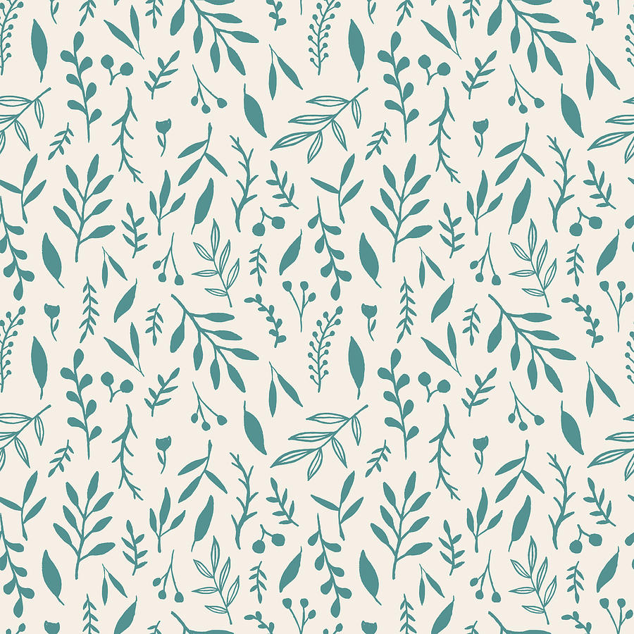 Teal Falling Leaves Pattern Digital Art by Lauren Ullrich | Fine Art ...