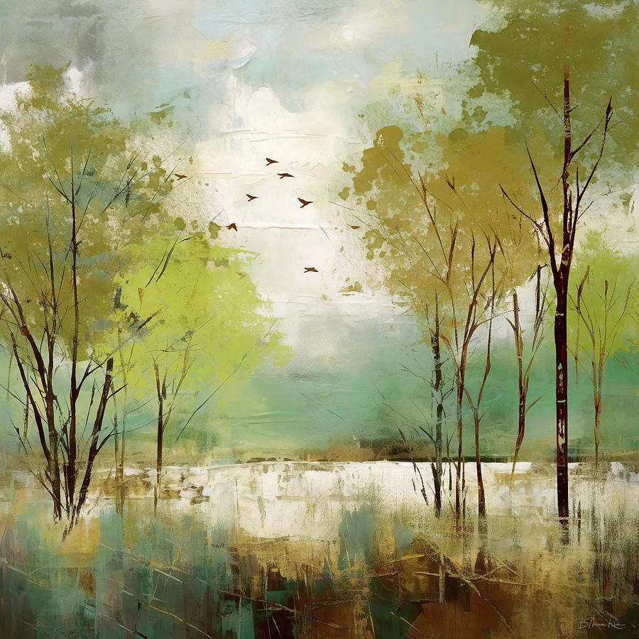 Teal Forestscape Digital Art by Barbara Mierau-Klein