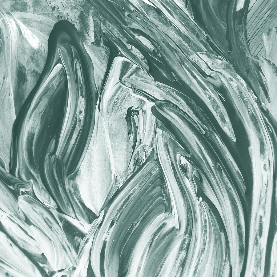 Teal Gray Curves Waves And Organic Lines Soft Cool Decor  Painting by Irina Sztukowski