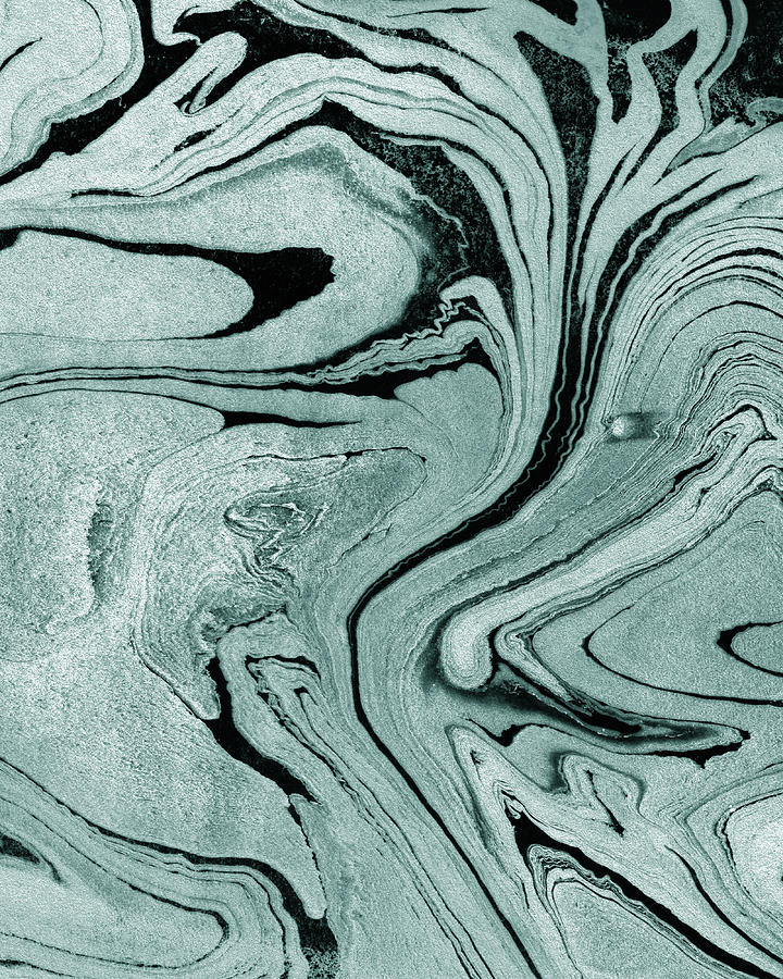 Teal Gray Marble Stone Surface And Texture Abstract Watercolor Collection VI Painting by Irina Sztukowski