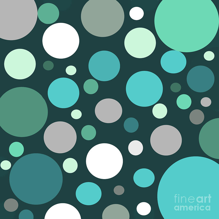 Teal Green Polka-dots Digital Art