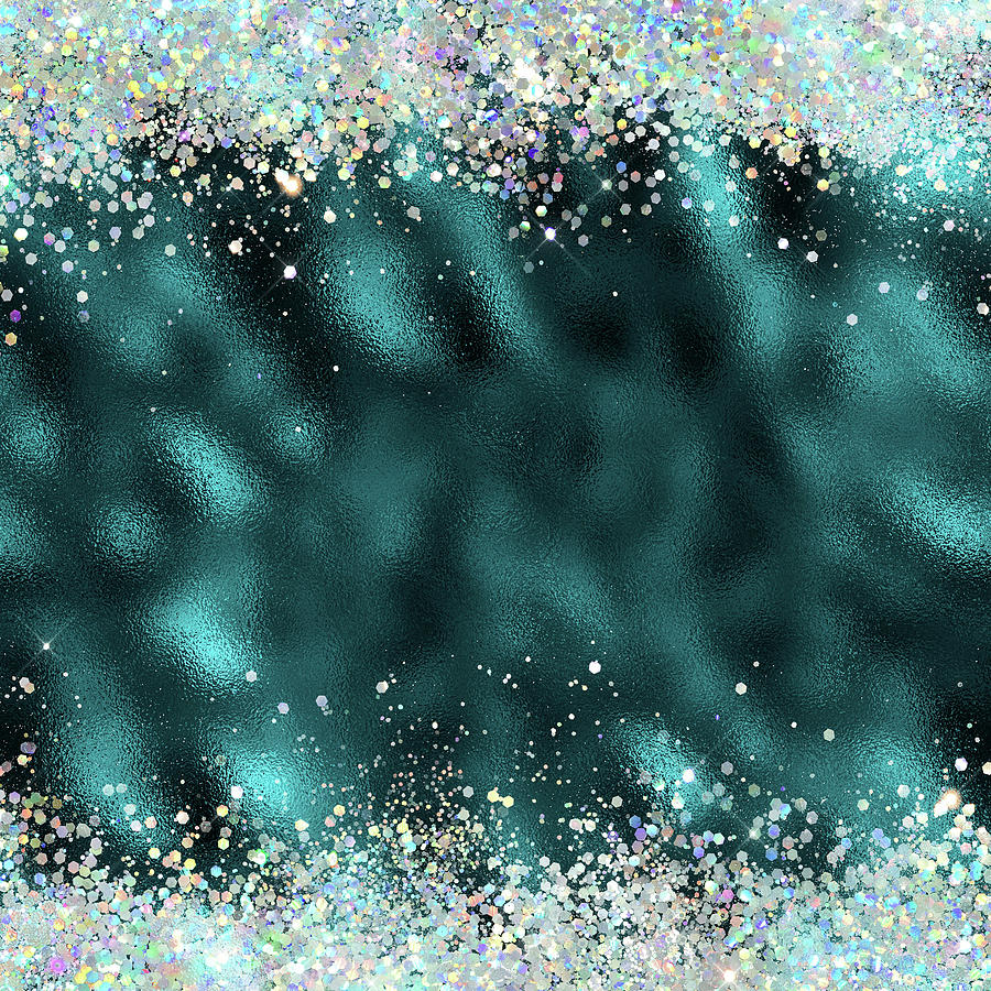 Teal Holographic Glitter Pretty Glam Turquoise Sparkling Digital Art by ...