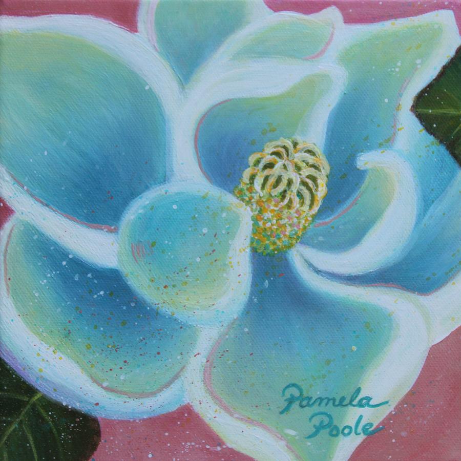 Teal Magnolia Painting by Pamela Poole