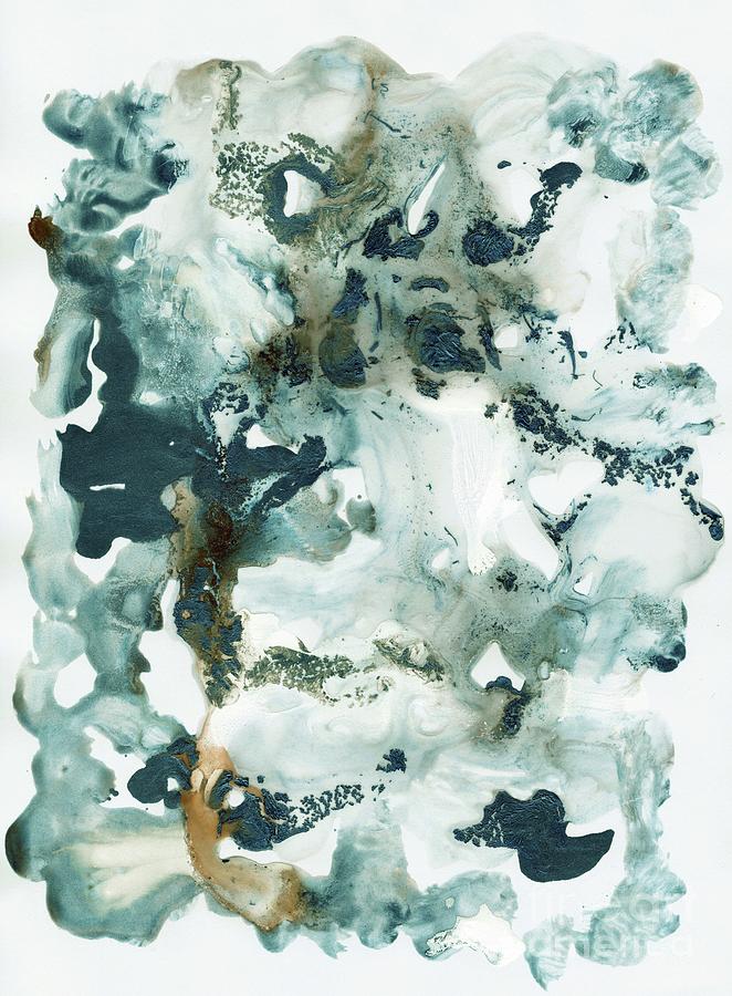 Pattern Mixed Media - Teal Ocean Ink Abstract #1 #minimal #ink #art by Anitas and Bellas Art