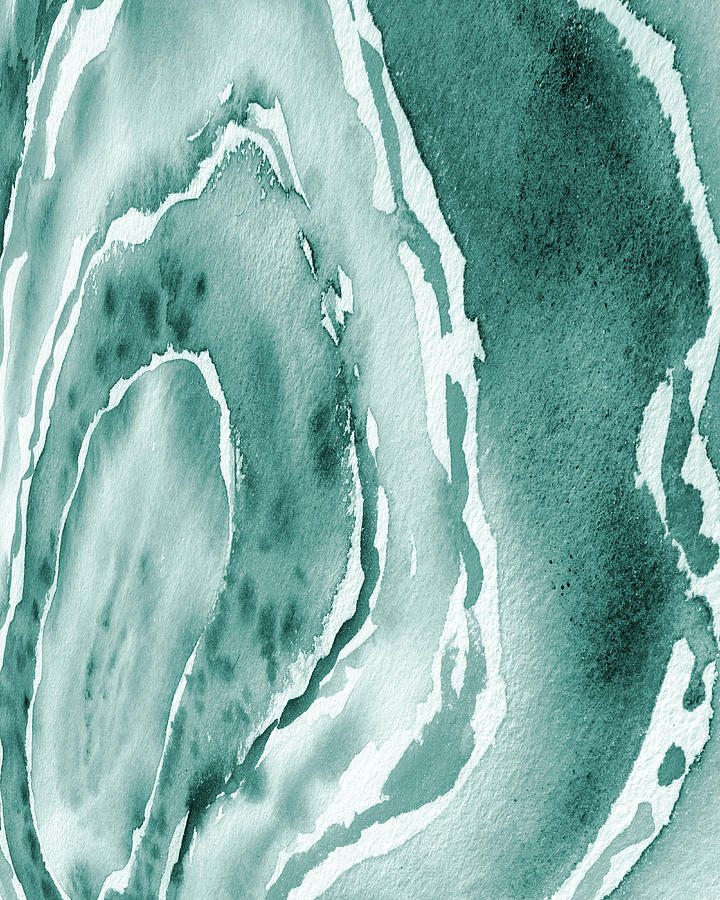 Teal Stone Texture Abstract Watercolor Modern Art Painting