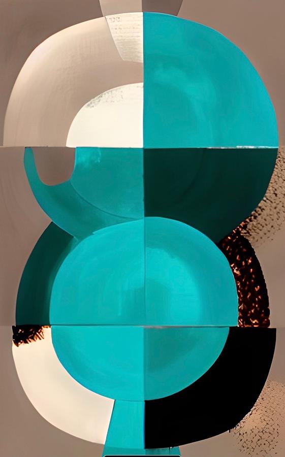 Teal, Taupe, Black Graphic Design No1 Painting by Bonnie Bruno
