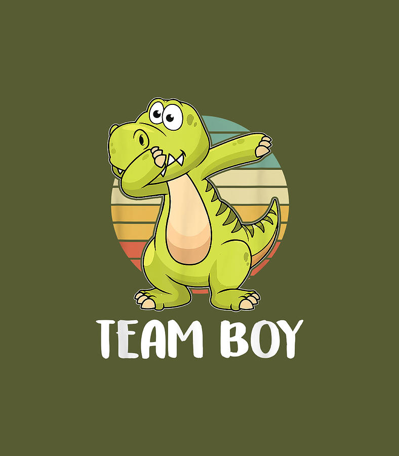 Dinosaur Digital Art - Team Boy Tees Cute Dinosaur Dabbing Gift Gender Re by Nancie Jia