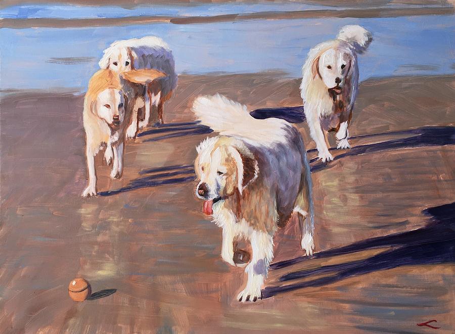 Dog Painting - Team by Elena Sokolova