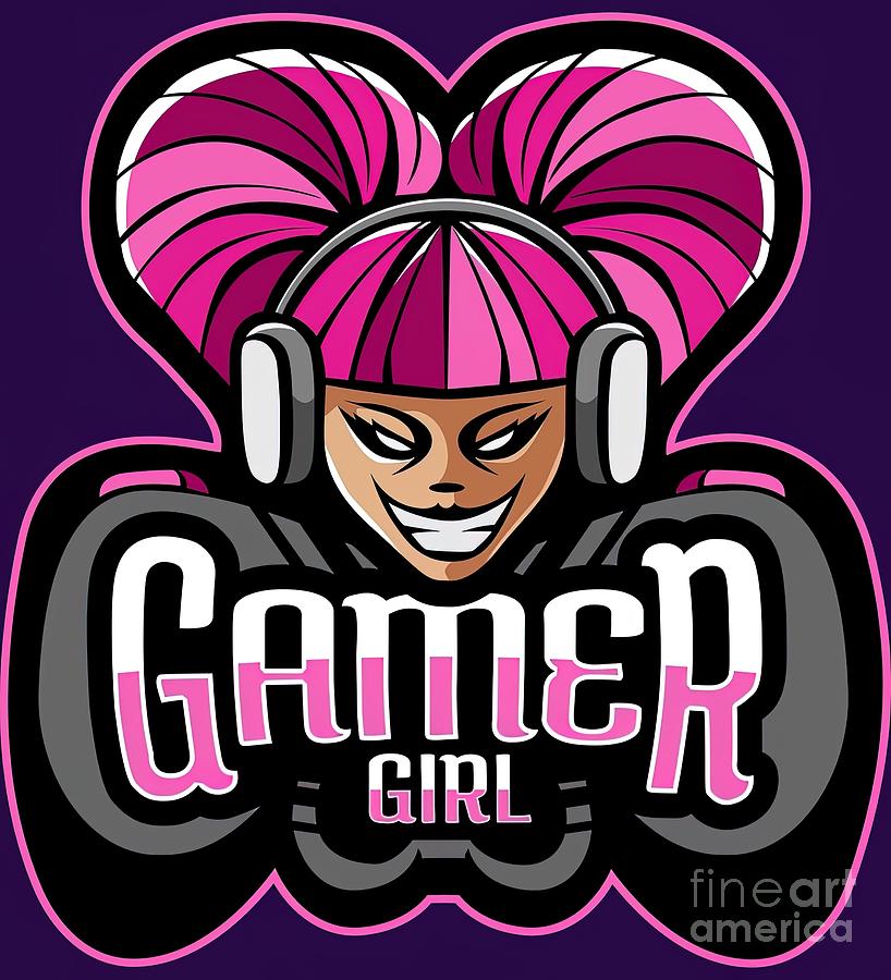 Team Gamer Girl Sports Logo Painting by Yvette Lloyd | Pixels