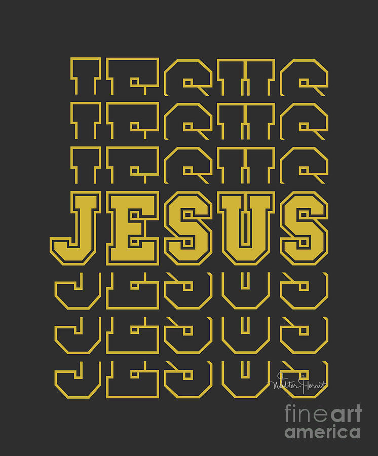 Team Jesus Word Art Gold Digital Art by Walter Herrit