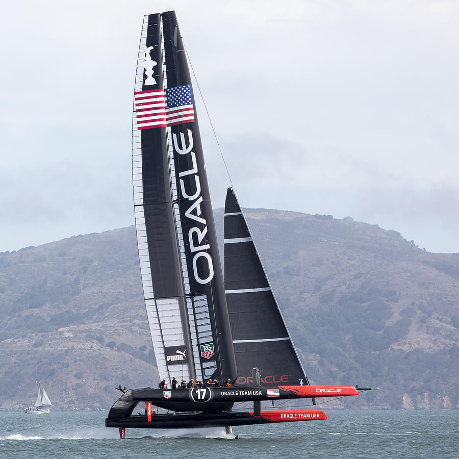 Team Oracles 72 foot Americas Cup catamaran out training Photograph by SteveDF