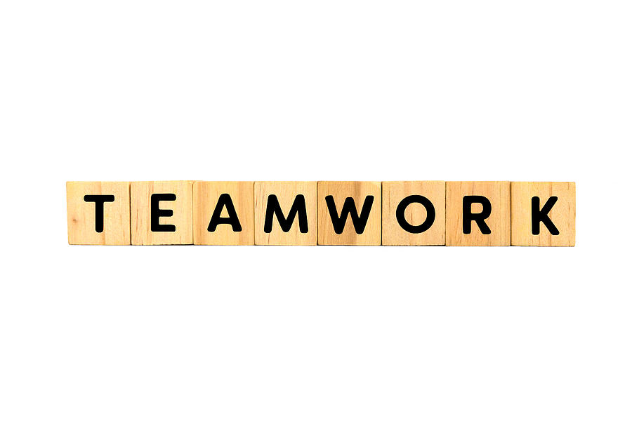 Teamwork Text on Wood Blocks on White Background Photograph by Nora Carol Photography