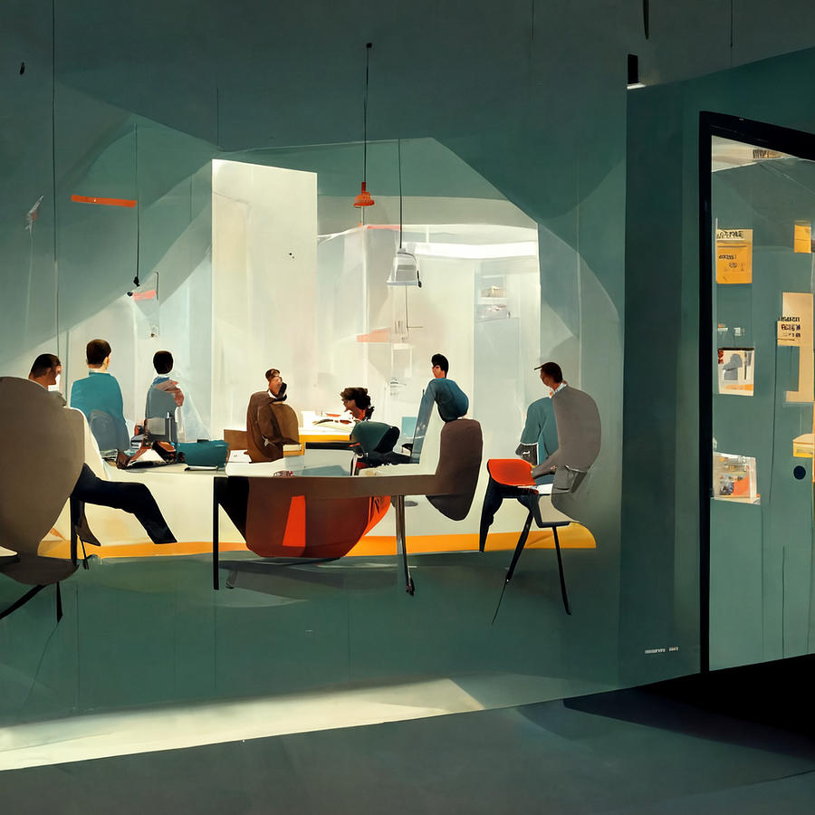 Teamwork To Solve Problems Inside An Office Realistic Digital Art by ...