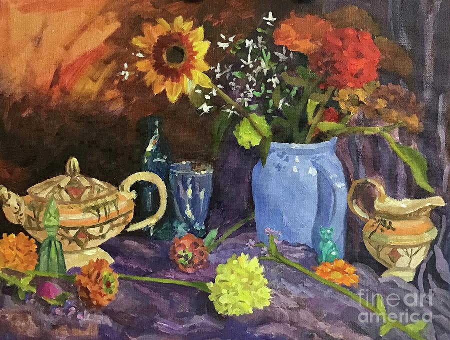 Teapot and Friends  Painting by Anne Marie Brown