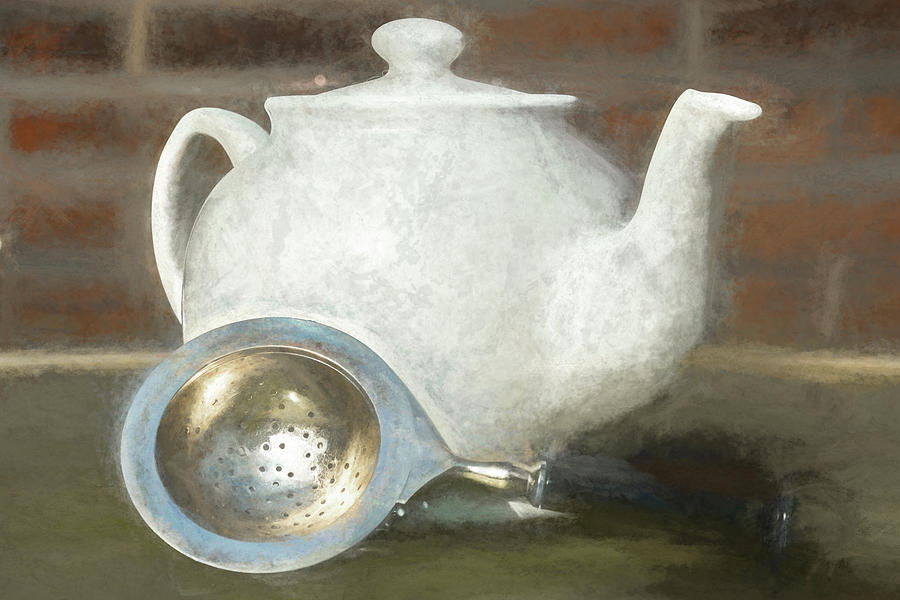 Teapot and Tea Strainer Photograph by Sharon Popek
