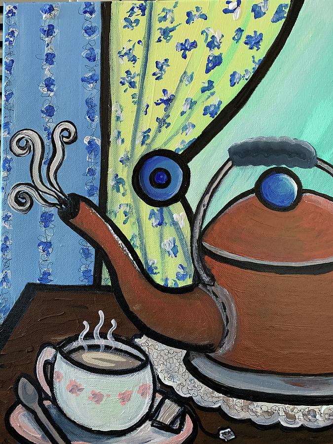 Teapot by the window Painting by Lynn Shaffer