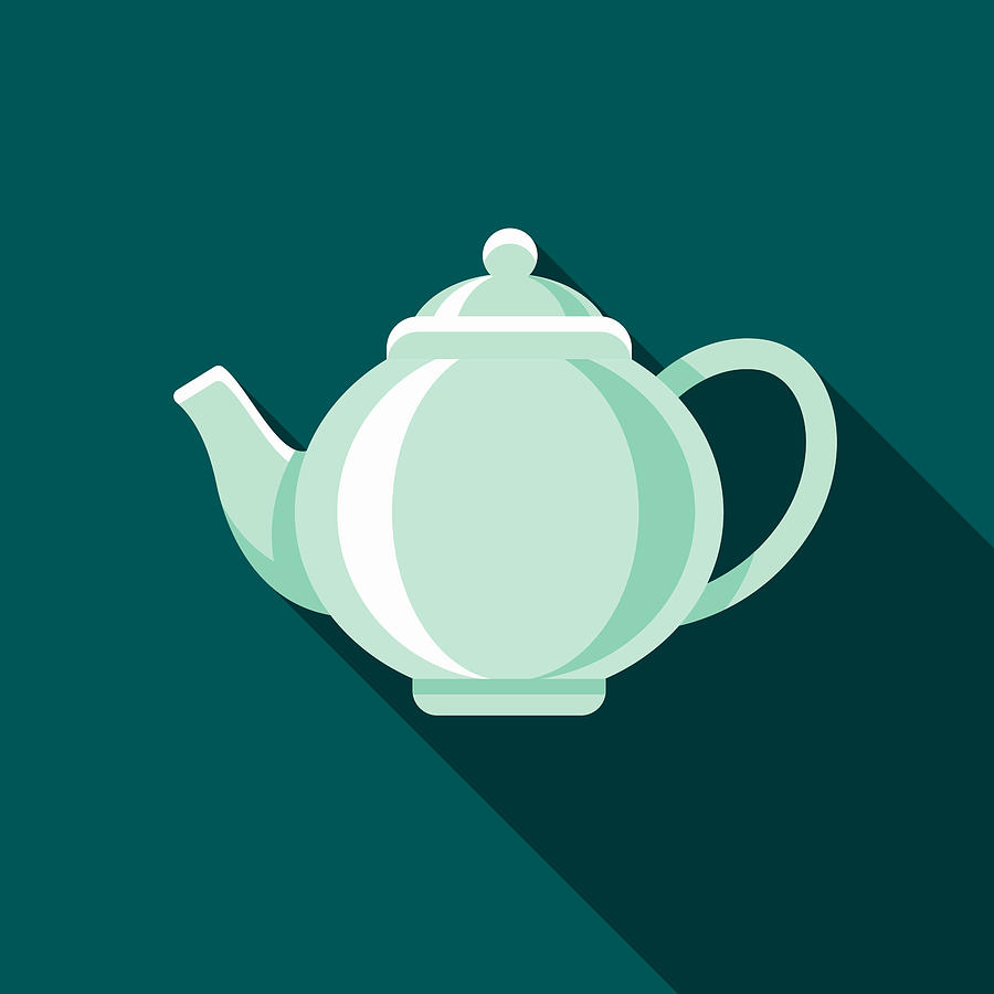 Teapot Flat Design Coffee & Tea Icon Drawing by Bortonia