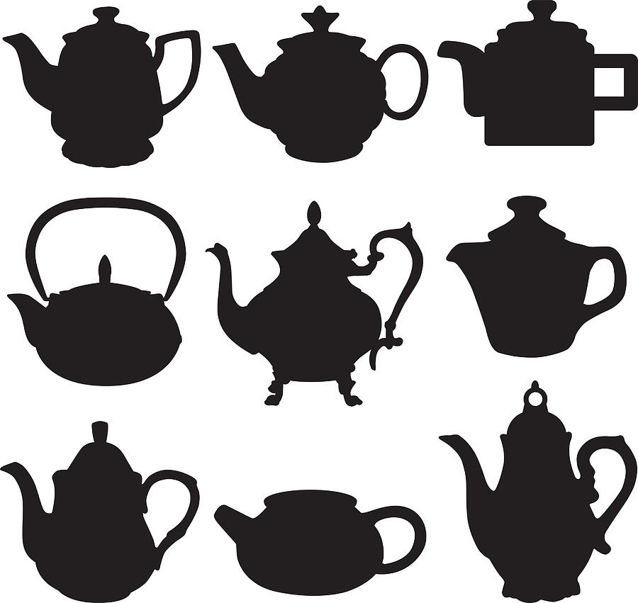 Teapots Silhouettes Drawing by RobinOlimb