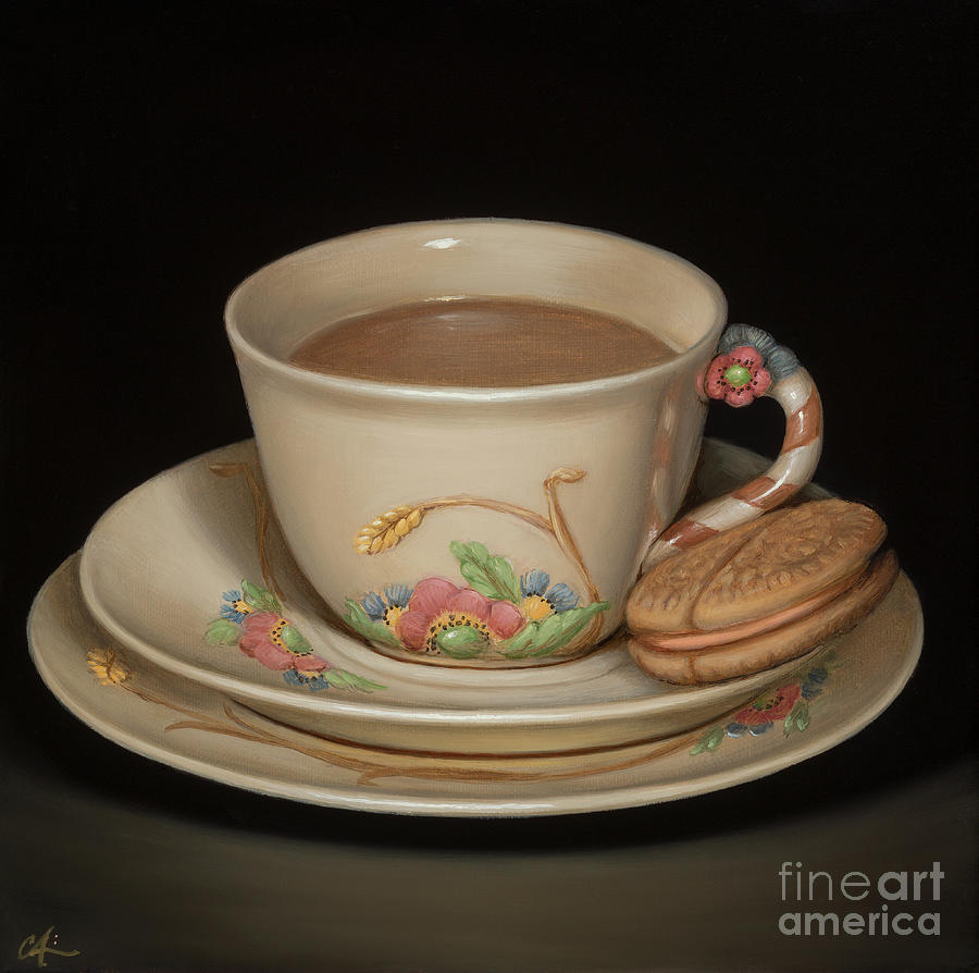 Teascape with Orange Slice Painting by Catherine Abel