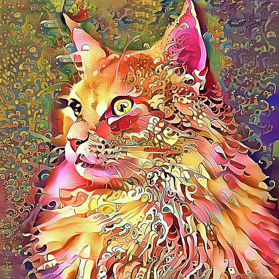 Fantasy Photograph - Technicolor Maine Coon by HH Photography of Florida
