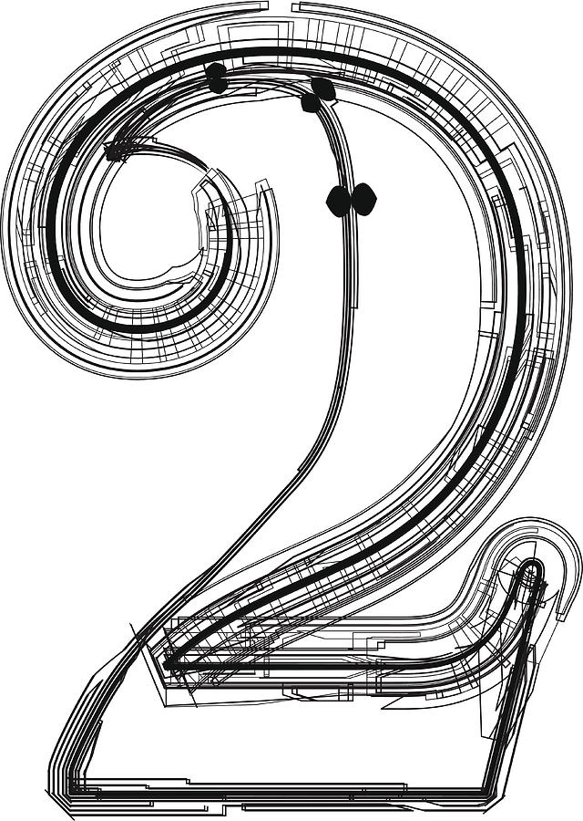 technological font. Number 2 Drawing by Aroas