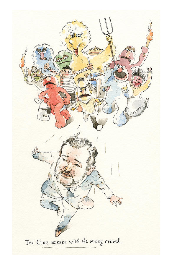 Ted Cruz Gets To Sesame Street  Painting by Barry Blitt