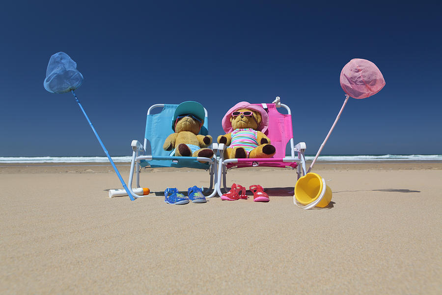 Teddies On A Beach In Deckchairs Photograph by Peter Cade