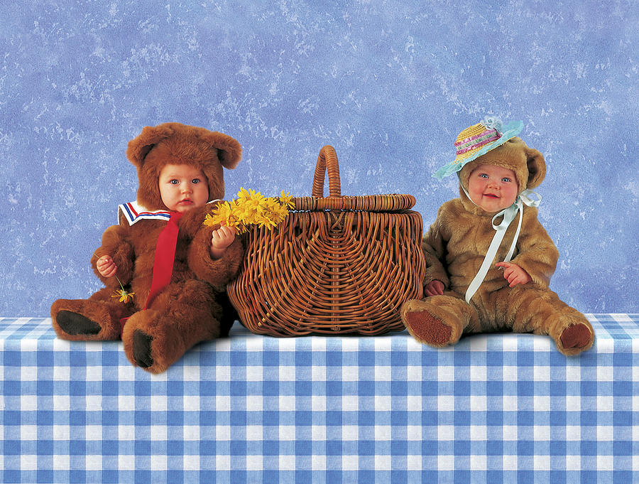 Teddy Bears Photograph - Teddies with Picnic Basket by Anne Geddes